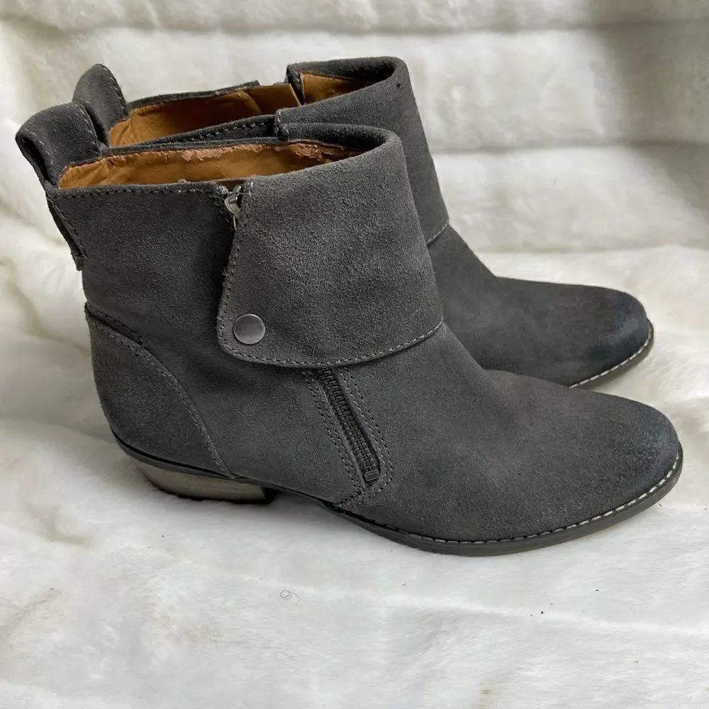 Nine West vintage Vableaker leather suede gray ankle boots with side zipper SZ8M